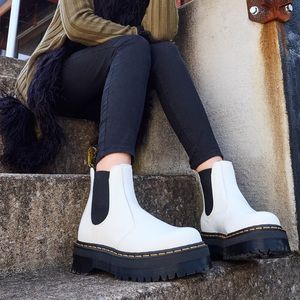 Doc Martens White Platform Chelsea Boots